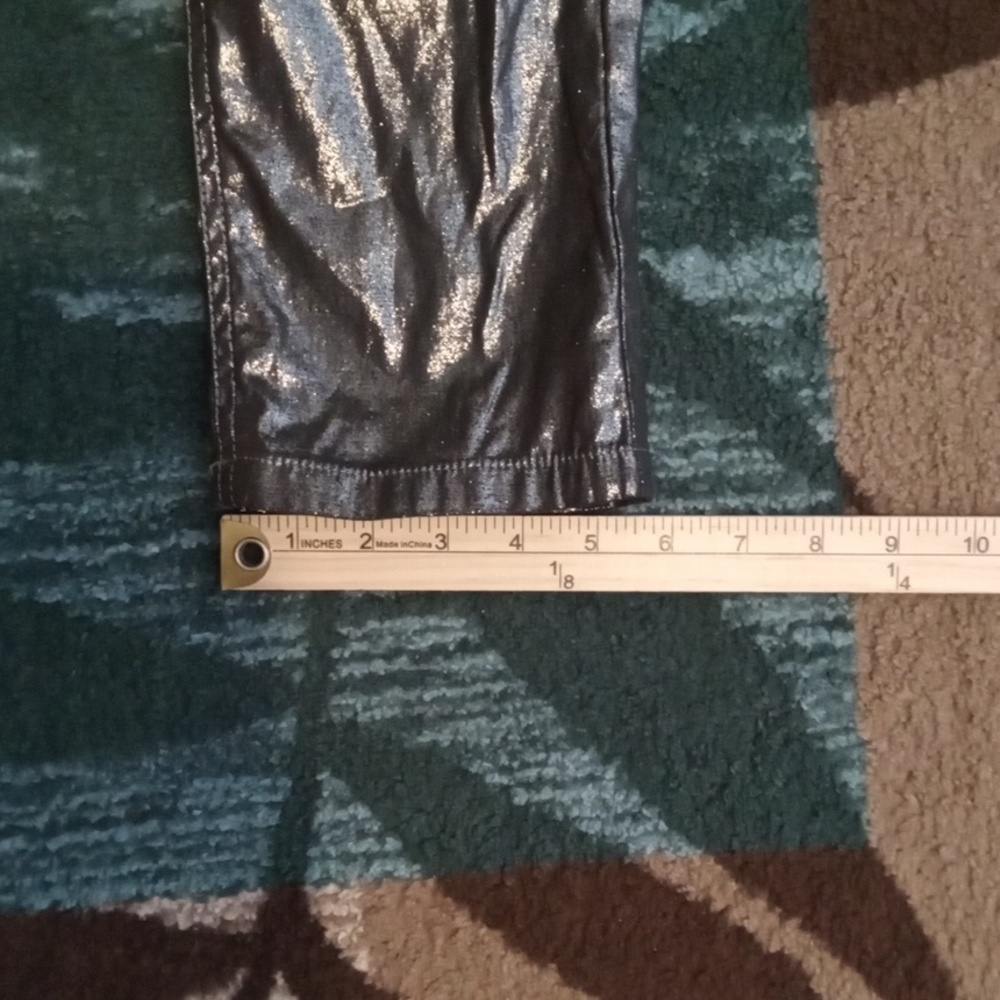 Alice + Olivia Shimmering Silver Skinny Pants Party Club Womens Sz 4 - Picture 8 of 12